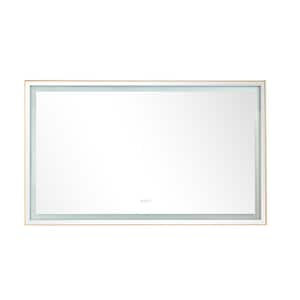 60 in. W x 48 in. H Rectangular Aluminium Framed Anti-Fog Dimmable LED Wall Bathroom Vanity Mirror in Gold