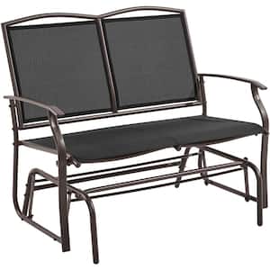 41.7 in. 2-Person Black Metal Patio Glider Bench with Steel Frame