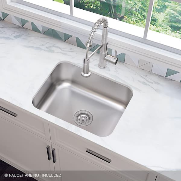 23 in. Undermount Single Bowl 18-Gauge Stainless Steel Kitchen Sink with Strainer