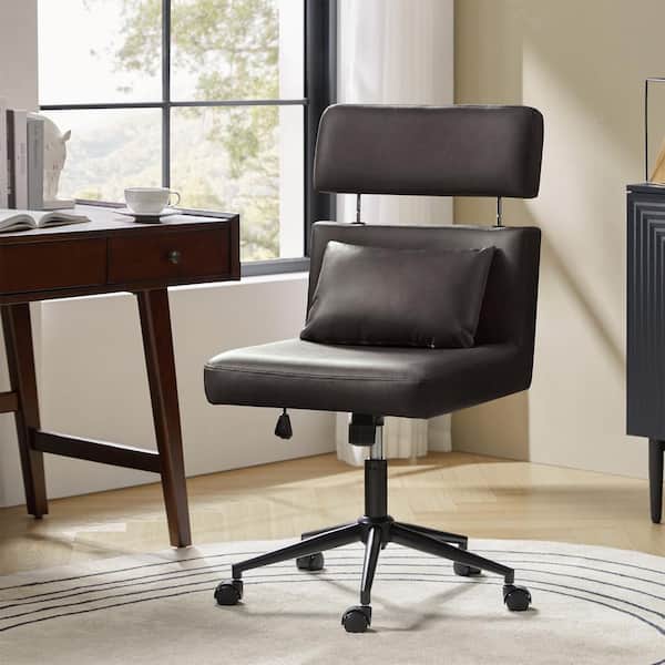 Ruby Faux Leather Ergonomic Office Chair in Brown with Swivel and Tilting