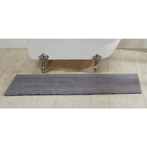 Lux Collection Grey 20 in. x 60 in. 100% Cotton Reversible Race Track Pattern Bath Rug