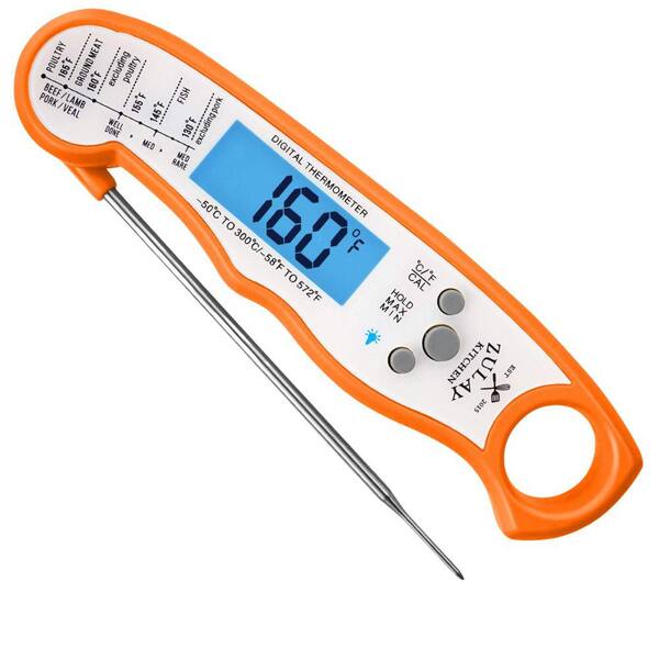 Zulay Kitchen Instant Read Digital Meat Thermometer with Probe - Orange