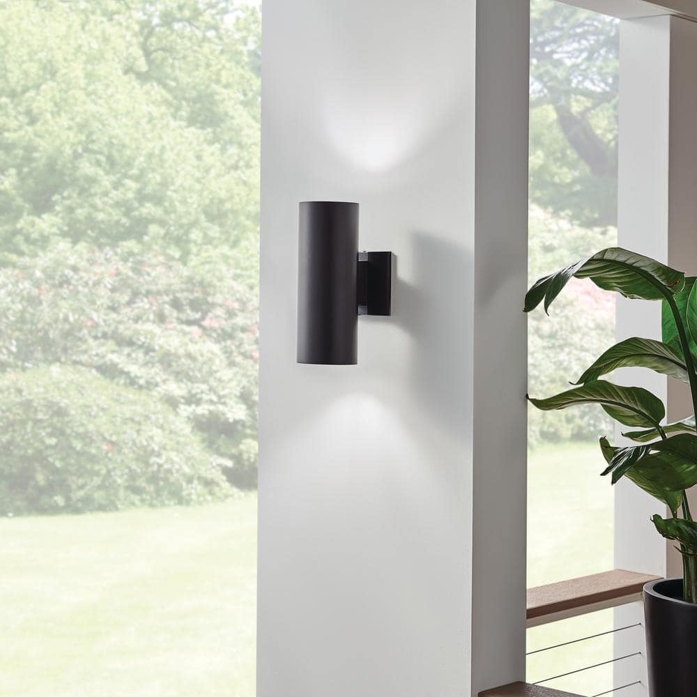 12" Black Aluminum Cylinder Outdoor Wall Sconce