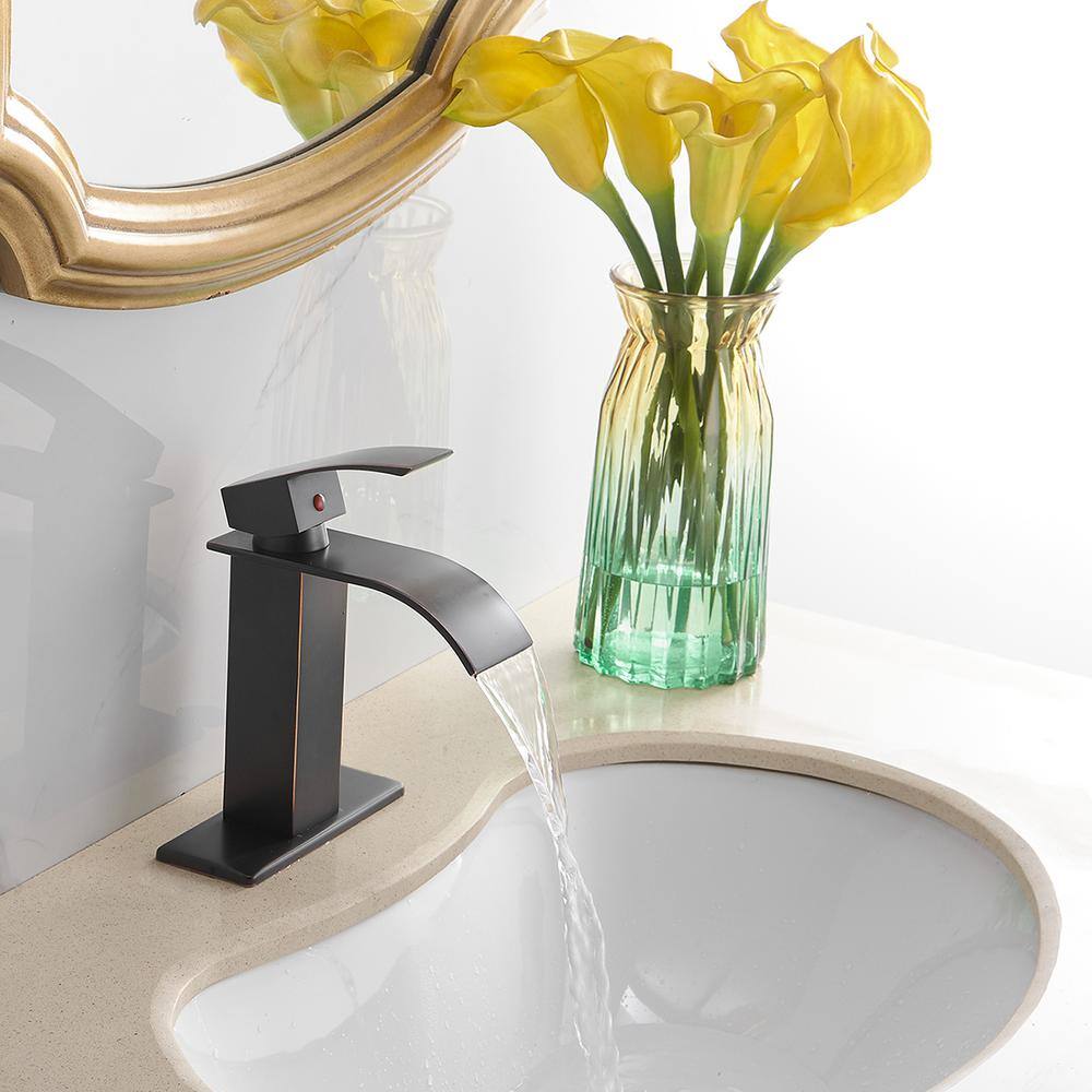 Oil Rubbed Bronze Single Handle Waterfall Bathroom Faucet