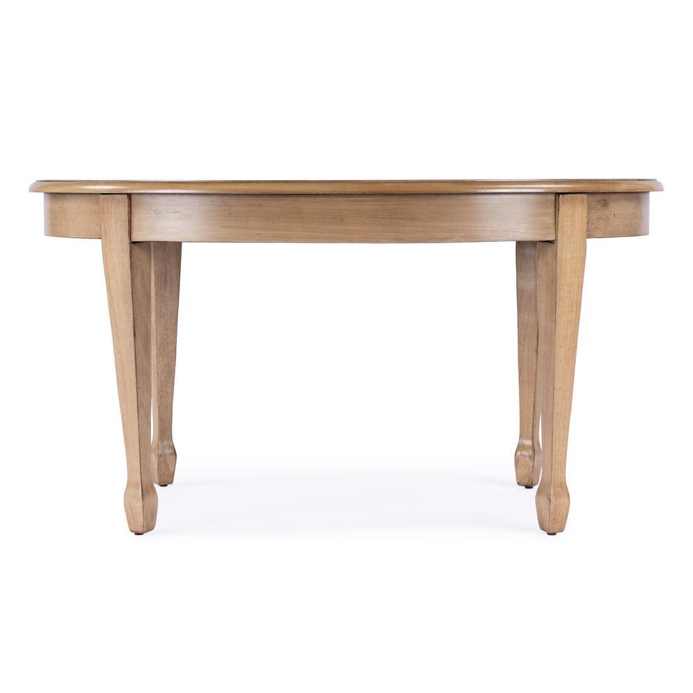 Antique Beige Oval Wood Outdoor Coffee Table