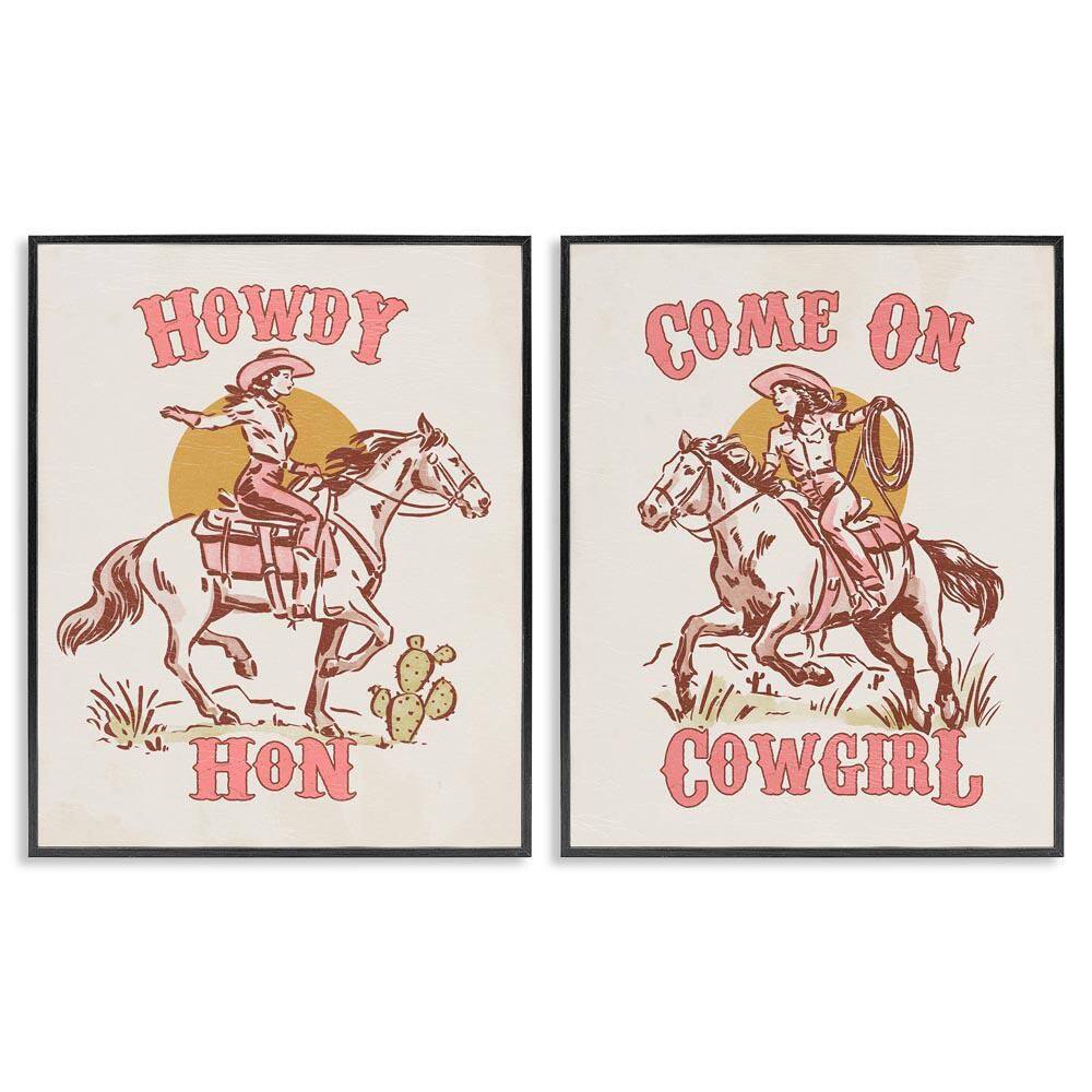 Pastel Cowgirl Phrases by Victoria Barnes 2 Pieces Black Framed Typography Giclee Art Print 14 in. x 11 in. price history on PriceWatchPro