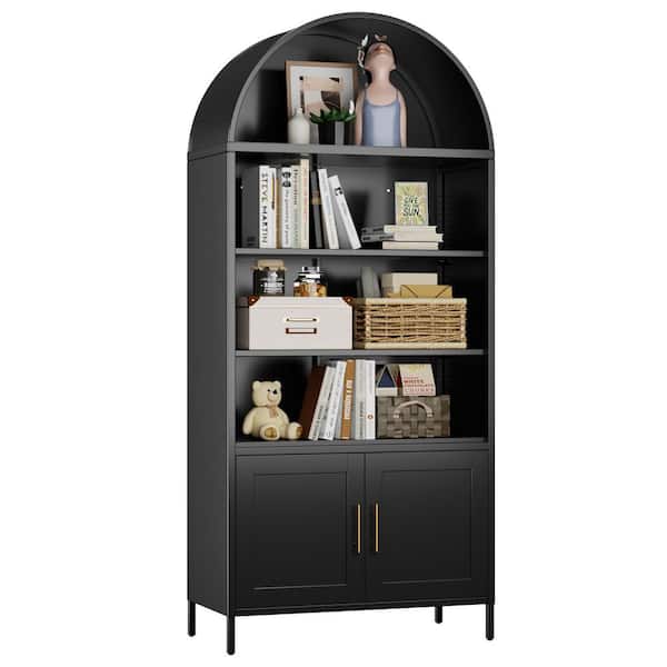 79 in. H x 35.5 in. W x 18 in. D Large Capacity Display Cabinet,Metal Storage Freestanding Cabinet in Black
