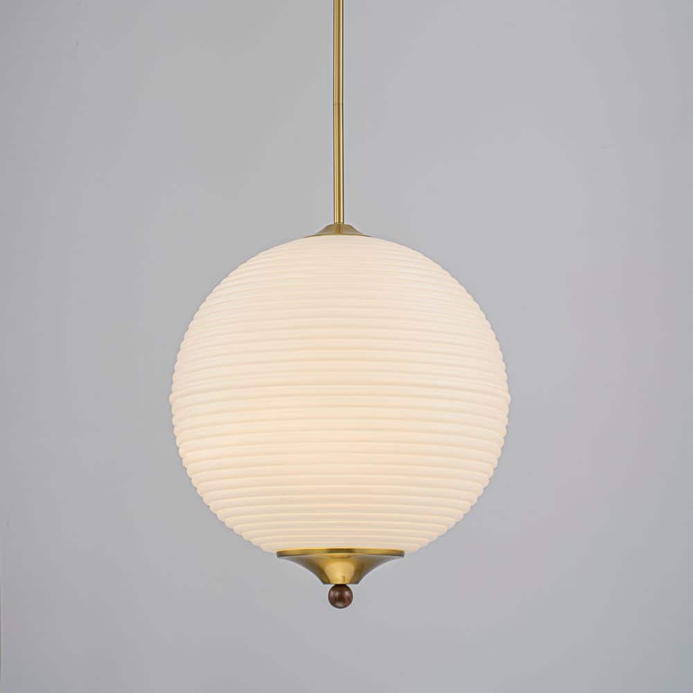 40 in. Modern Transitional Brass Ribbed Opal Glass Globe Pendant Light for Kitchen Bedroom price history on PriceWatchPro