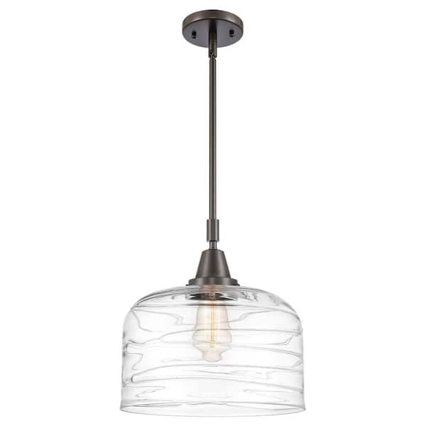 Bell 100-Watt 1-Light Oil Rubbed Bronze Standard Mini Pendant Light with Clear Glass Shade, No Bulbs Included