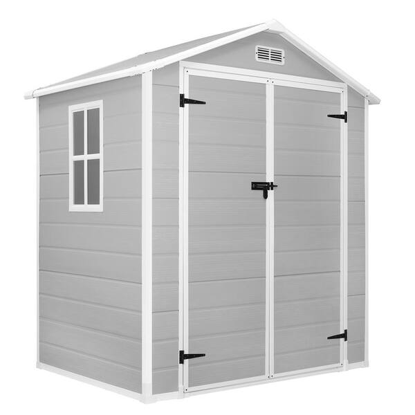 BTMWAY 6 ft. W x 4 ft. D All-Weather Resin Outdoor Plastic Storage Shed ...