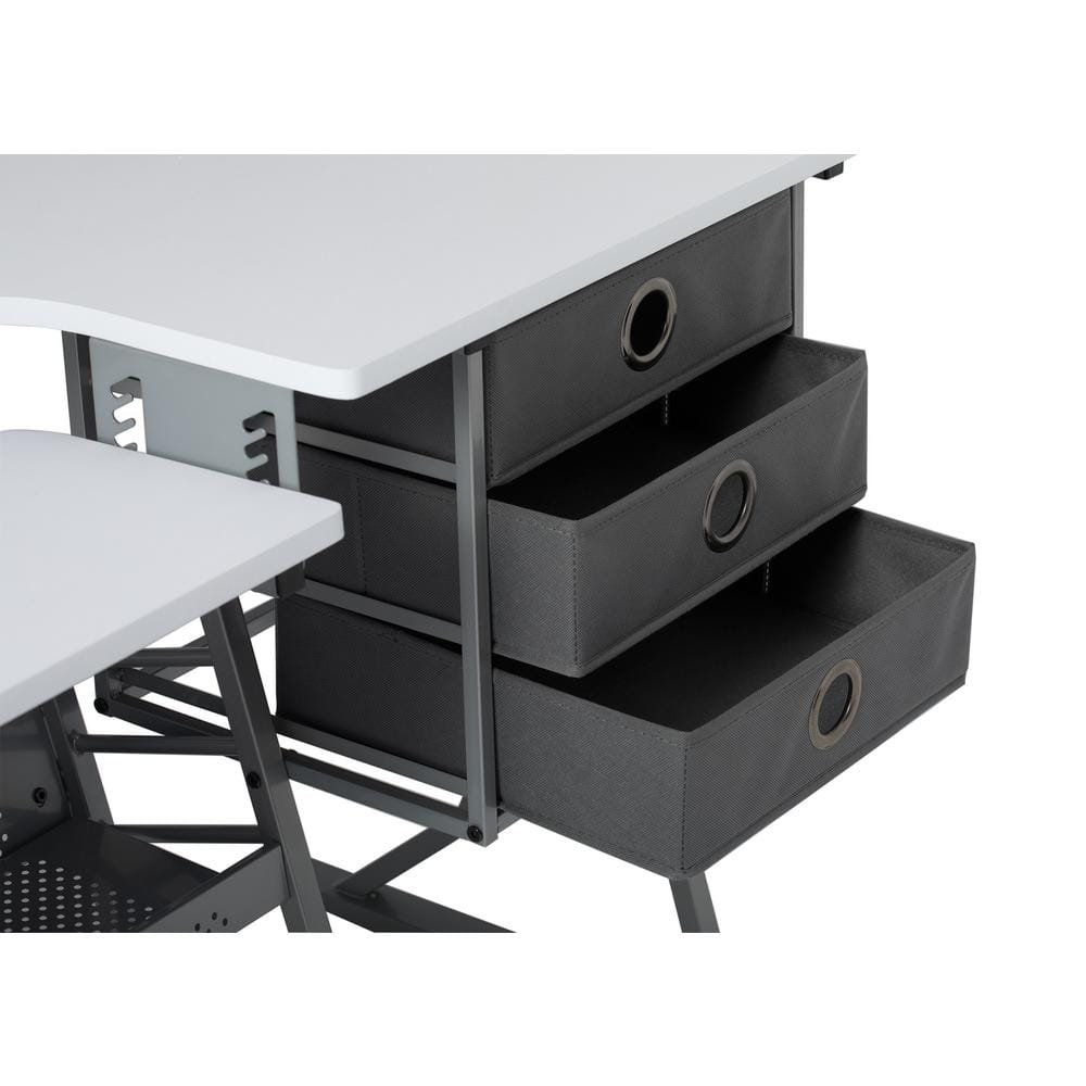 Eclipse Ultra 60.25'' Gray & White Sewing Table with Adjustable Platform