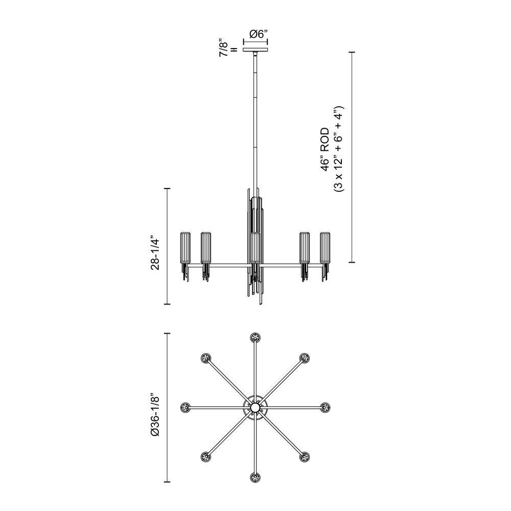 Torres 36'' Matte Black Modern Linear Crystal Chandelier