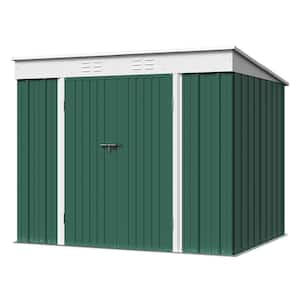 8 ft. W x 6 ft. D Green Slanted-Roof Shed Galvanized Metal Shed for Outdoor Storage 48 sq. ft.