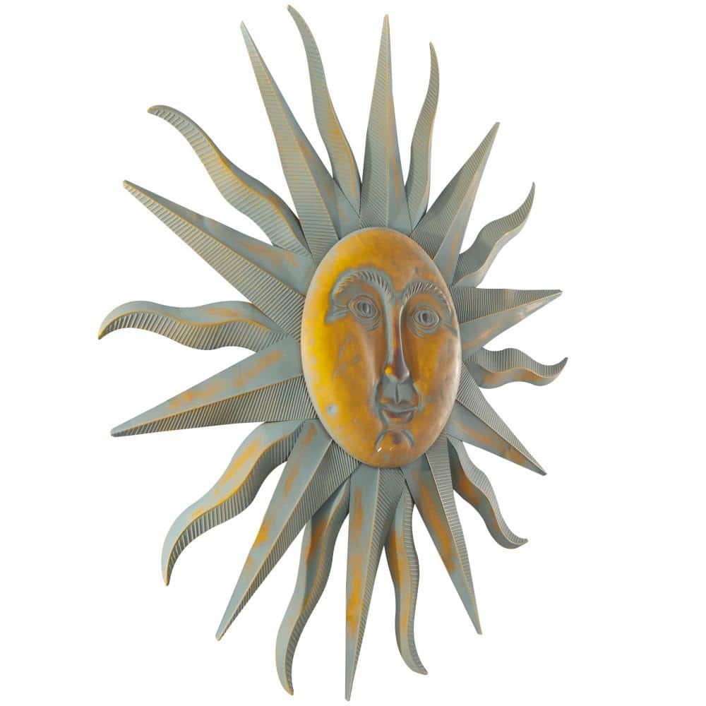 Gold Distressed Metal Sunburst Wall Sculpture