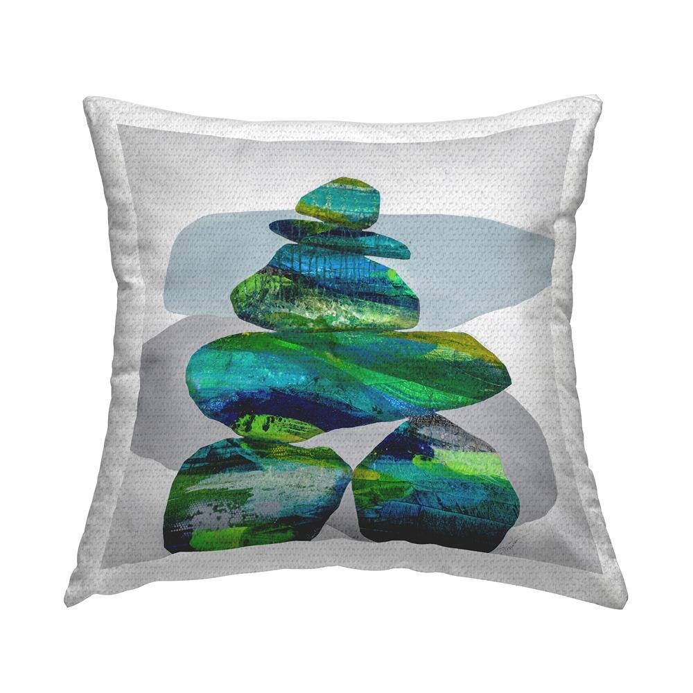 Blue Stacked Zen Rocks Green Square Outdoor Throw Pillow price history on PriceWatchPro