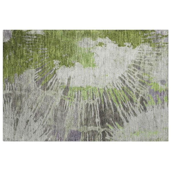 Dream Shag Premium Machine Washable Abstract ADS645 Olive 2 ft. x 3 ft. Accent Rug