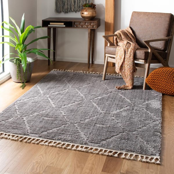 Marrakesh Gray Doormat 3 ft. x 3 ft. High-low Diamond Square Area Rug