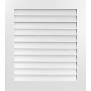 32 in. x 36 in. Rectangular White PVC Paintable Gable Louver Vent Non-Functional