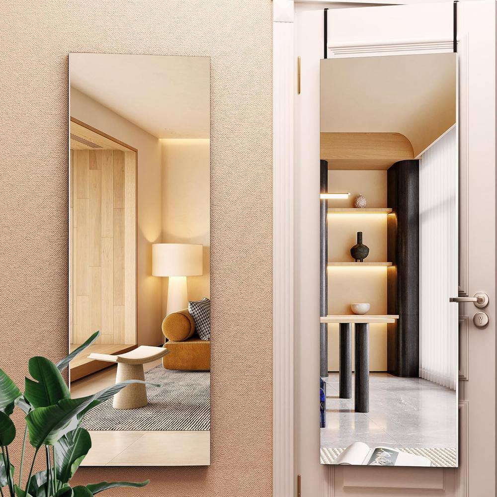16 in. W x 47 in. H Rectangle White Frame Full Body Over The Door Hanging W