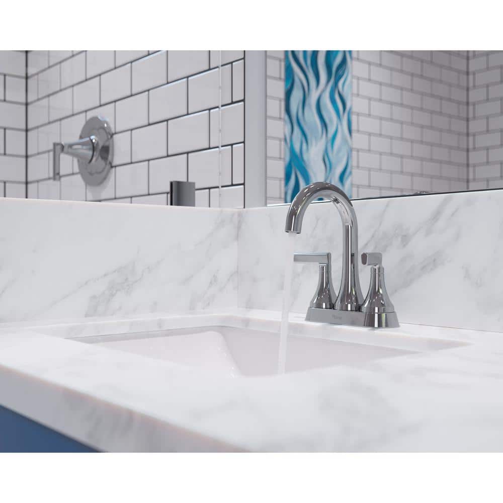 Polished Chrome 4-Inch Centerset Bathroom Faucet with Dual Handles