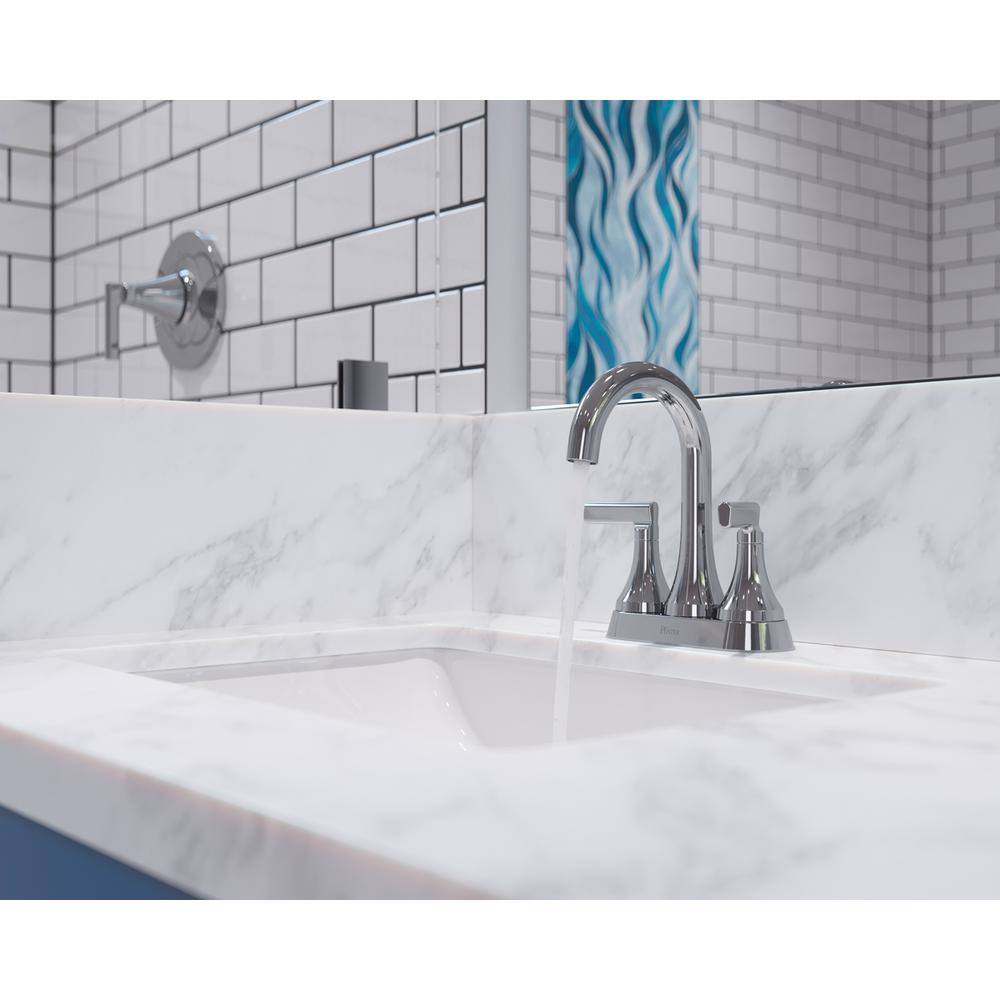 Polished Chrome 4-Inch Centerset Bathroom Faucet with Dual Handles