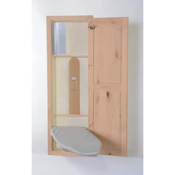 Hide-Away In-Wall Ironing Center Knotty Alder with Shaker Door