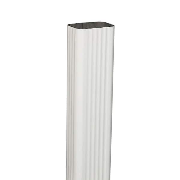 DISCOUNTINUED 2 in. x 3 in. x 10 ft. White Galvanized Steel Downspout
