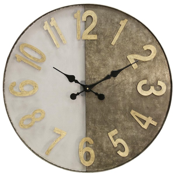 StyleCraft Wire Mesh and Galvanized Metal Wall Clock