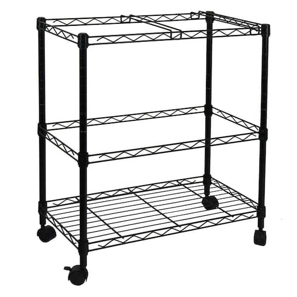 Unbranded 600 x 320 x 700 mm 2-Tier steel Rolling File Cart in Black