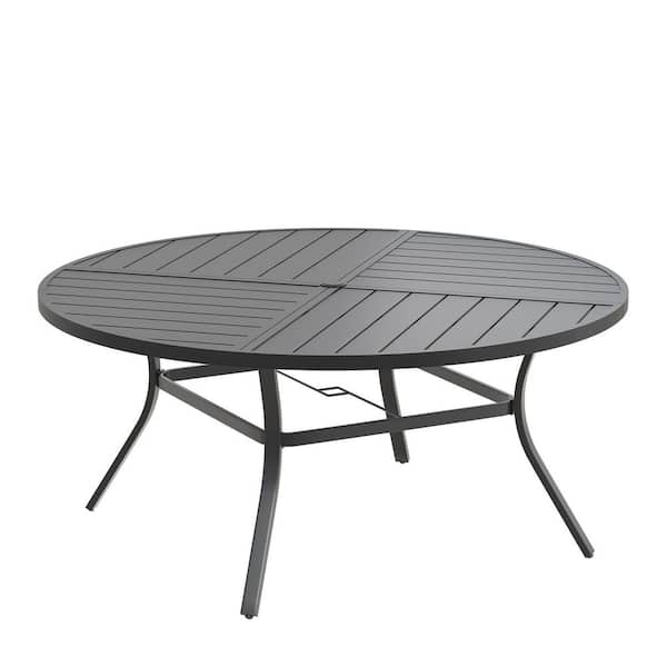 lowe's porch umbrella table pelham bay round patio dining table VICLLAX 60" Table, Outdoor for 8-10 with Hole for Garden Lawn Deck Backyard, Walnut : Patio, Lawn & Garden Perfect for backyards Style Selections Pelham Bay Round