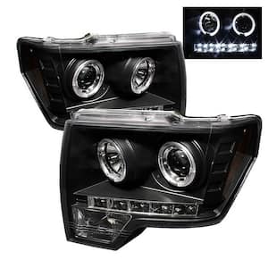 Ford F150 09-14 Projector Headlights - Halogen Model Only - LED Halo - LED ( Replaceable LEDs ) - Black