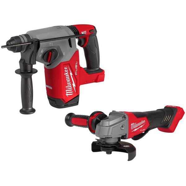 Milwaukee M18 Fuel 18V Lithium-Ion Brushless Cordless 1 in. SDS-Plus Rotary Hammer with 4-1/2 in./5 in. Grinder (2-Tool)