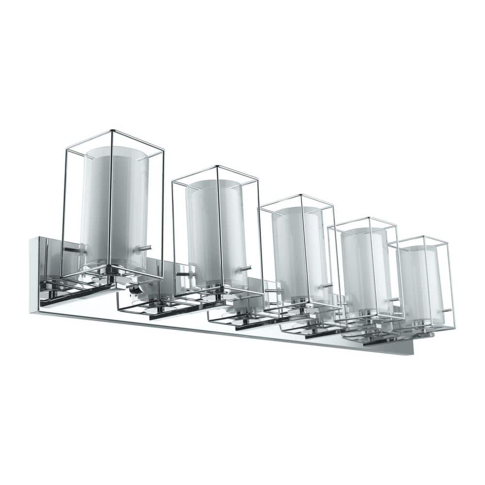 Iride 44 in. W x 10 in. H 5-Light Chrome Bathroom Vanity Light with Clear O