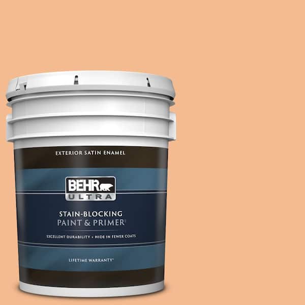 BEHR ULTRA 5 gal. #270D-4 Brandy Butter Satin Enamel Exterior Paint & Primer