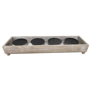 3 in. Wood Outdoor Patio Candle Holder