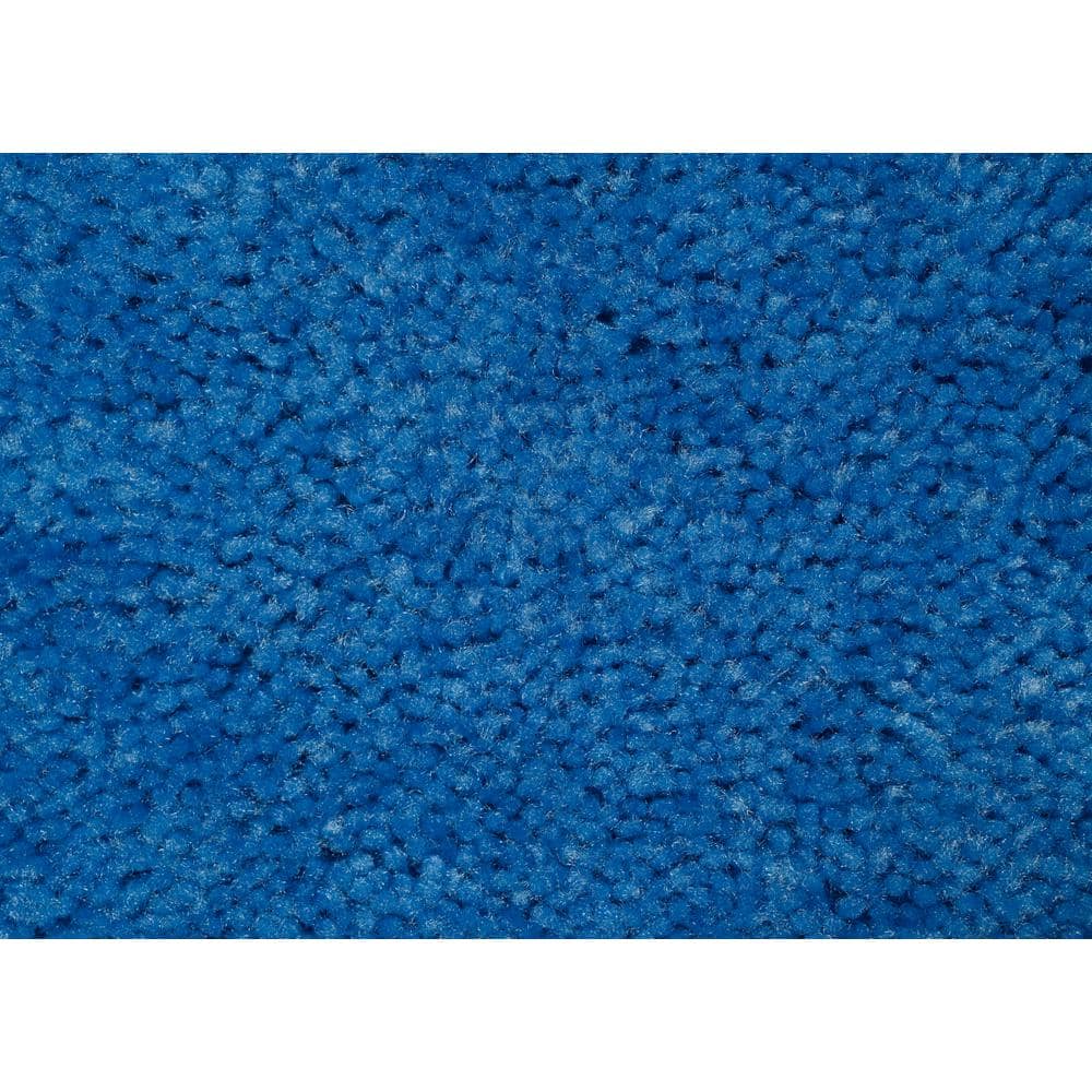 Electric Blue Traditional Plush Nylon 3-Piece Bath Rug Set