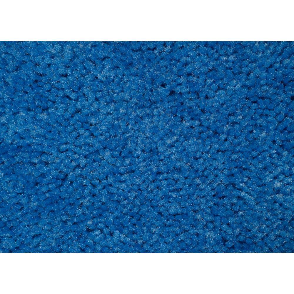 Electric Blue Traditional Plush Nylon 3-Piece Bath Rug Set