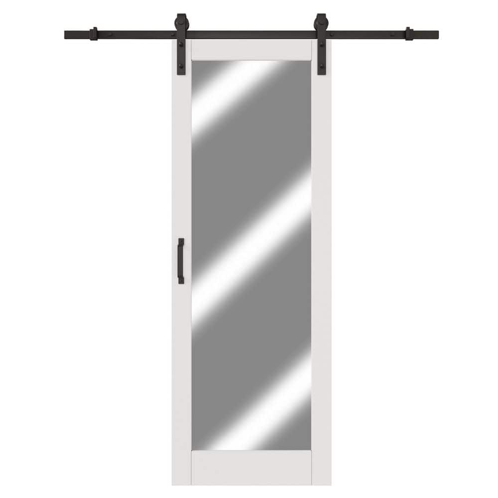 ARK DESIGN 30 in. x 84 in. Paneled White Mirrored Glass Primed MDF ...