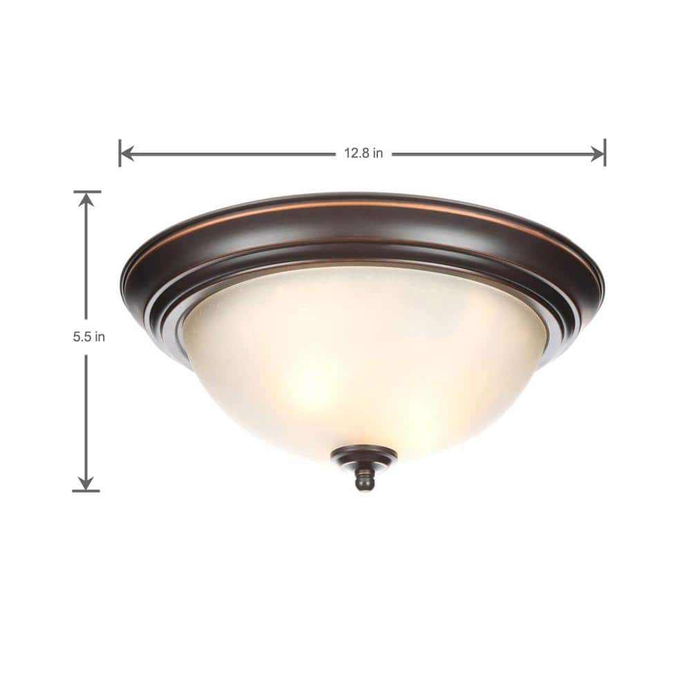 13 in. Oil Rubbed Bronze Dome Flush Mount with Stained Glass Shade