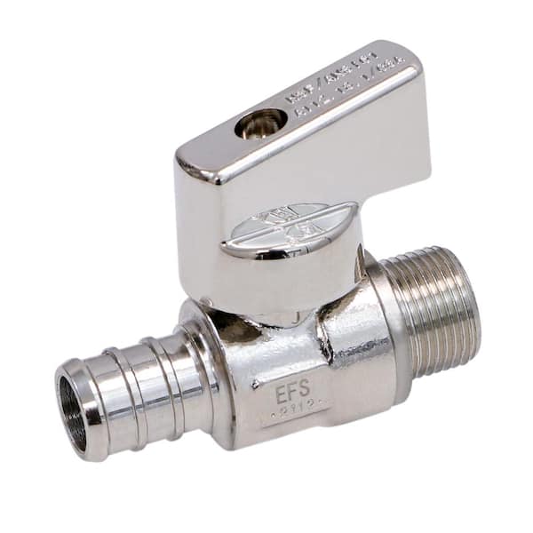 1/2 in. F1807 PEX x 3/8 in. OD COMP Quarter Turn Straight Compact Supply Stop valve Lead Free Chrome Plated Brass