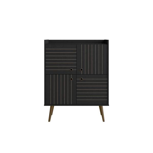 Manhattan Comfort Bogart Black and Nature Accent 255BMC8 The