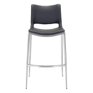 28.7 in. Black Low Back Metal Bar Chair with Upholstery Seat Set of 2