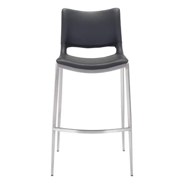 HomeRoots 28.7 in. Black Low Back Metal Bar Chair with Upholstery Seat Set of 2