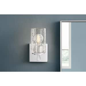 Helenwood 1-Light Chrome Wall Sconce with Clear Seeded Glass
