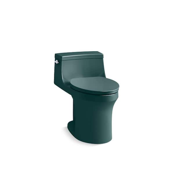 San Souci 12 in. 1-Piece Single Flush: 1.28 GPF Single Flush Elongated Toilet in Teal