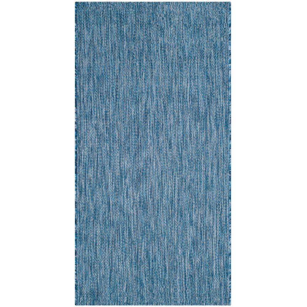 Navy Rectangular Synthetic Easy-Care Indoor/Outdoor Rug, 2'7" x 5'