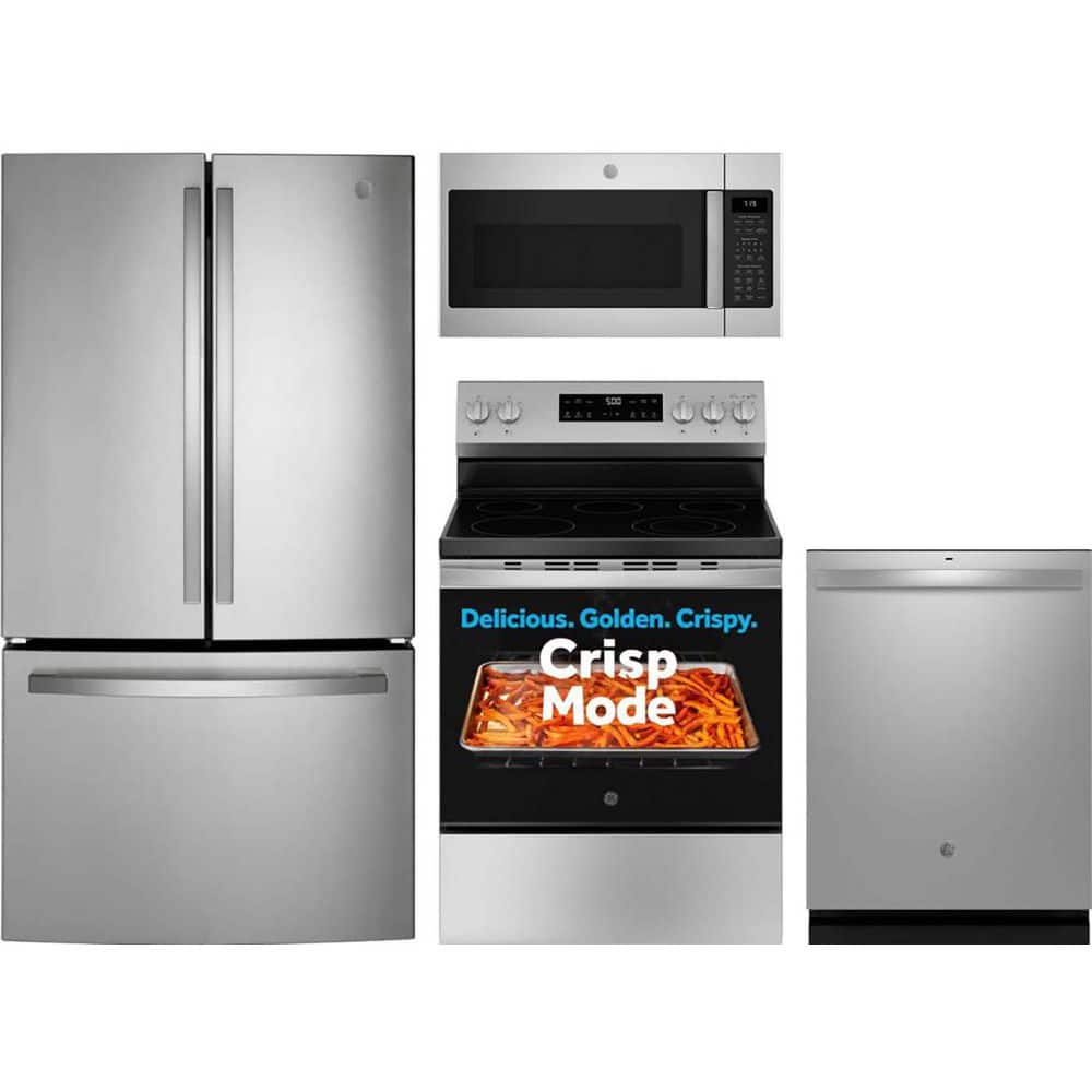 Representative product-family photo: 27 cu. ft. Standard Depth Refrigerator with 5 Burner Free-Standing Electric  Range and Dishwasher with Dry Boost. Pictured option and availability are unverified.