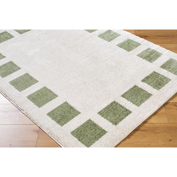 Fossay Shag Green 3 ft. x 7 ft. Modern Indoor Area Rug