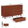 BYBLIGHT Walnut Brown 6-Drawer 55 in. Dresser, Double Dresser Wood Storage Organizer Chest of Drawers for Closet Living Room BB-RY0116GX