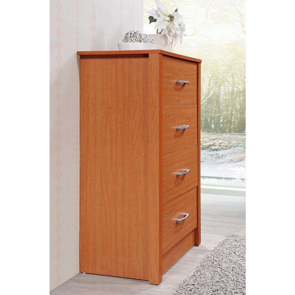 Cherry Wood 40'' High 4-Drawer Chest with Soft Close and Roller